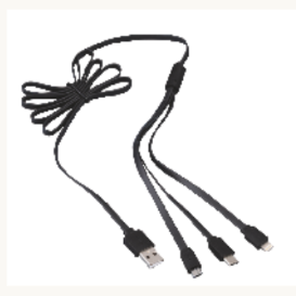 TMC2DA Multi Pin Charging Cable 1m Micro USB Type C & iOS	